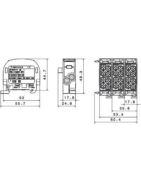 Blok rozdzielczy odgałęźny SCB 25 Al/Cu 80110 SIMBLOCK, szary 81501002
