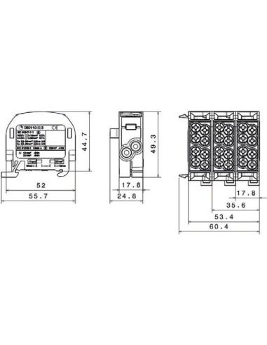 Blok rozdzielczy odgałęźny SCB 25 Al/Cu 80110 SIMBLOCK, czarny 81501007
