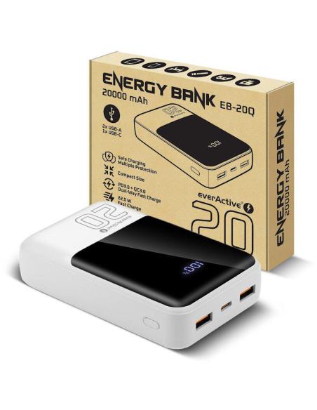 Powerbank everActive Energy Bank EB-20Q 20000 mAh 22,5 W 2x USB-A USB-C biały