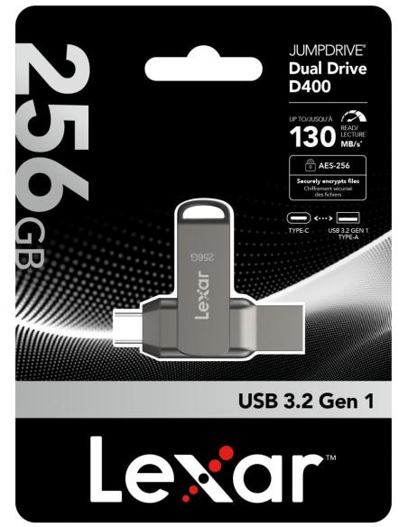 Pendrive Lexar Dual Drive D400 256GB USB-C/A 3.1 130MB/s