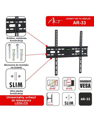UCHWYT DO TV LCD/LED 26-60" 45KG AR-33 ART bez regulacji 2,4cm