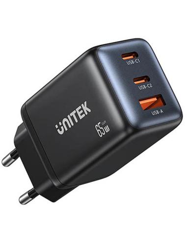 Ładowarka sieciowa Unitek GaN 65W, 2xUSB-C, USB-A, PD 3.0, czarna