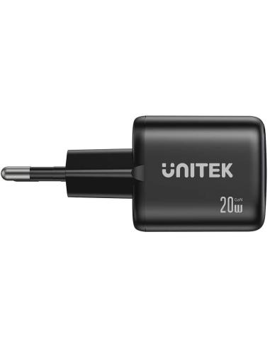 Ładowarka sieciowa Unitek GaN 20W, USB-C, USB-A, PD 3.0, czarna