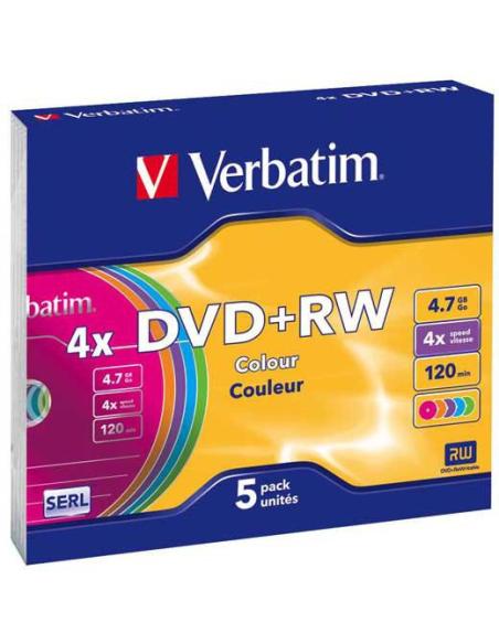 Płyty DVD+RW Verbatim Slim Color (5szt)