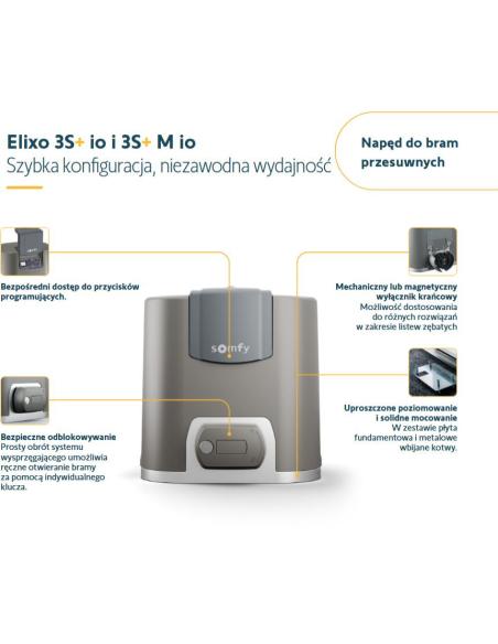 Zestaw Somfy Elixo 3S+ M IO Standard Pack do 600kg bram przesuwnych