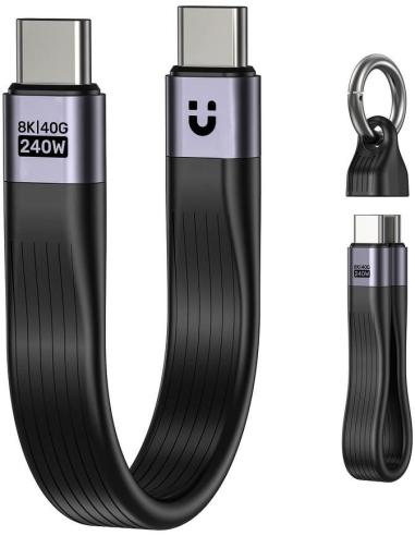 Unitek Kabel USB-C w formie breloka | USB4 | 40 Gb/s | 240W PD 8K | 13 cm, czarny