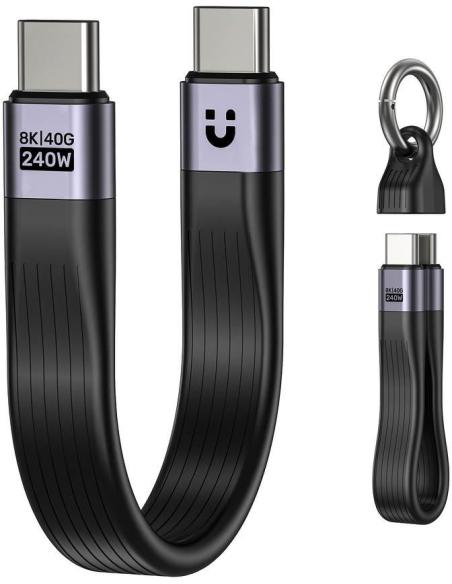 Unitek Kabel USB-C w formie breloka | USB4 | 40 Gb/s | 240W PD 8K | 13 cm, czarny