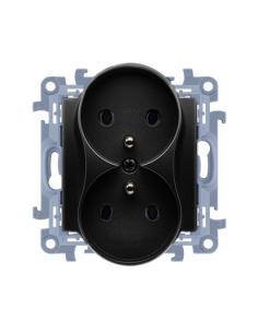 KONTAKT SIMON 10 MODUŁ CZARNY MAT GNIAZDO 2X Z/U ZACISKI ŚRUBOWE 16A 250V