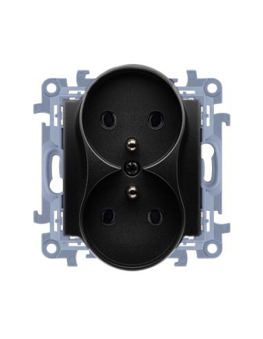 KONTAKT SIMON 10 MODUŁ CZARNY MAT GNIAZDO 2X Z/U ZACISKI ŚRUBOWE 16A 250V