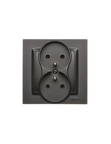 KONTAKT SIMON 10 CZARNY MAT GNIAZDO Z/U 2X ZACISKI ŚRUBOWE 16A 250V