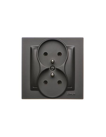KONTAKT SIMON 10 CZARNY MAT GNIAZDO Z/U 2X ZACISKI ŚRUBOWE 16A 250V