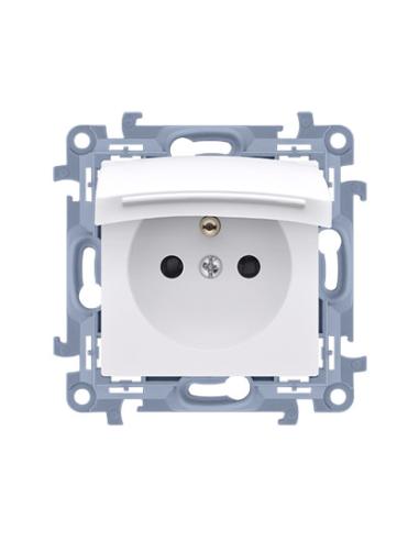 KONTAKT SIMON 10 MODUŁ BIAŁY GNIAZDO 1X Z/U Z PRZESŁONAMI Z KLAPKĄ IP44 ZACISKI ŚRUBOWE 16A 250V