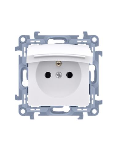 KONTAKT SIMON 10 MODUŁ BIAŁY GNIAZDO 1X Z/U Z KLAPKĄ IP44 ZACISKI ŚRUBOWE 16A 250V