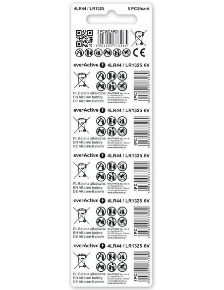 Bateria 4LR44 / LR1325 / 544A everActive 6V (blister 5 szt.)