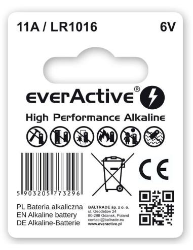 Bateria 11A / LR1016 / MN11 everActive 6V (blister 1 szt.)