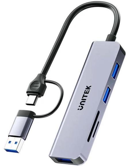 Unitek Hub 5w1 USB-A/C 5 Gbps z czytnikiem kart SD i micro SD