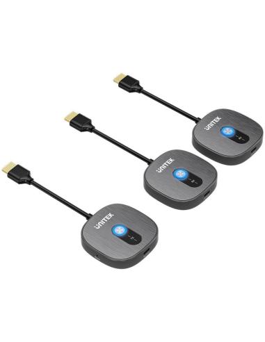 Unitek Bezprzewodowy transmiter HDMI 1080p, 1 nadajnik + 2 odbiorniki, czarny