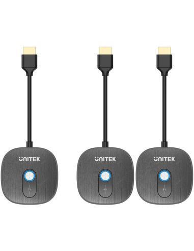 Unitek Bezprzewodowy transmiter HDMI 1080p, 1 nadajnik + 2 odbiorniki, czarny