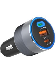 ŁADOWARKA SAMOCHODOWA Forcell F-Energy 65 W 2x USB-C 1x USB-A PD 3.0 QC 4.0 SZARA