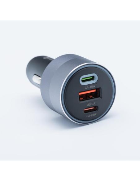 ŁADOWARKA SAMOCHODOWA Forcell F-Energy 65 W 2x USB-C 1x USB-A PD 3.0 QC 4.0 SZARA