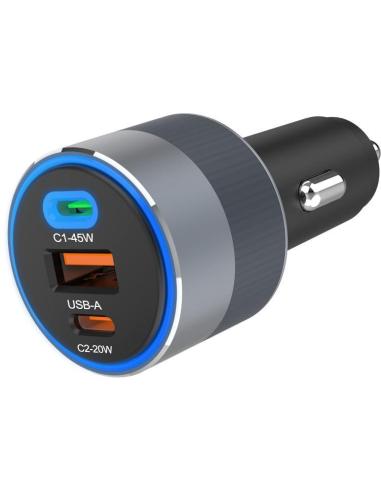 ŁADOWARKA SAMOCHODOWA Forcell F-Energy 65 W 2x USB-C 1x USB-A PD 3.0 QC 4.0 SZARA