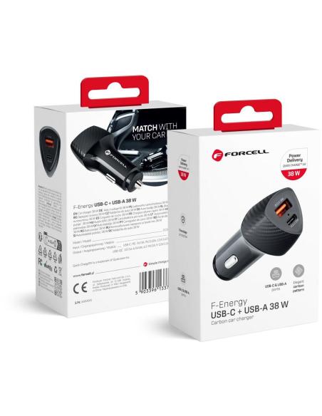 ŁADOWARKA SAMOCHODOWA Forcell Carbon CC50-1A1C 38 W 1x USB-C 1x USB-A PD 3.0 QC 3.0 CZARNA