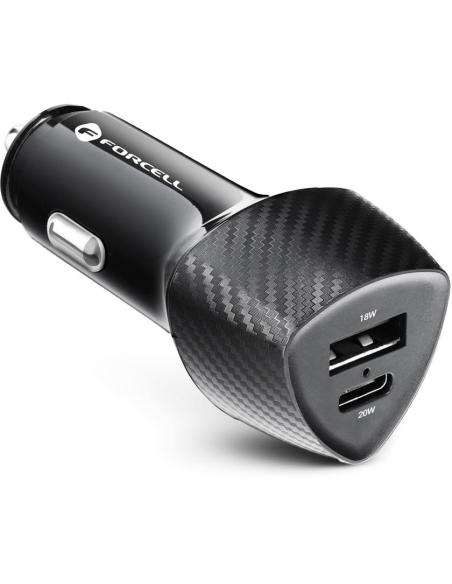 ŁADOWARKA SAMOCHODOWA Forcell Carbon CC50-1A1C 38 W 1x USB-C 1x USB-A PD 3.0 QC 3.0 CZARNA