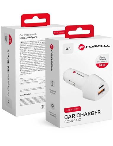ŁADOWARKA SAMOCHODOWA Forcell Carbon CC50-1A1C 38 W 1x USB-C 1x USB-A PD 3.0 QC 3.0 BIAŁA