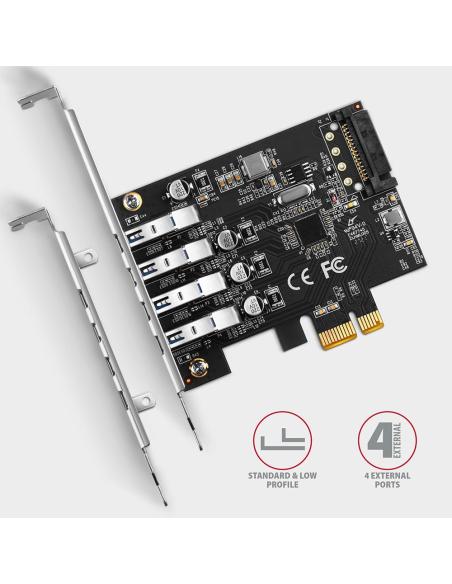 Kontroler Axagon PCEU-43RS PCIe 4x port USB 3.2 GEN 1, UASP, chipset Renesas, 15-pin SATA