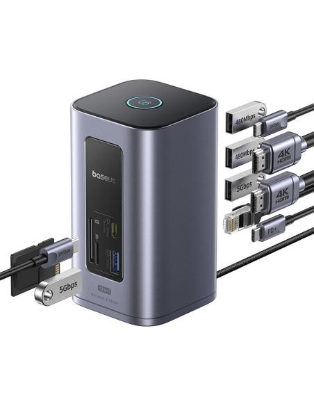 Stacja dokująca HUB Baseus NU1 Air Spacemate 12w1 USB-C / 2x HDMI 2x USB-C 2x USB-A RJ45 SD microSD