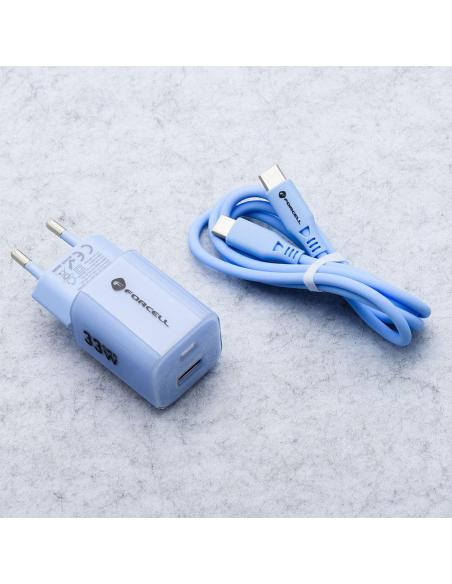 ŁADOWARKA SIECIOWA Forcell F-Energy GaN III VT-41 33 W 1x USB-C 1x USB-A PD 3.0 QC 4.0 NIEBIESKA