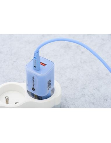 ŁADOWARKA SIECIOWA Forcell F-Energy GaN III VT-41 33 W 1x USB-C 1x USB-A PD 3.0 QC 4.0 NIEBIESKA