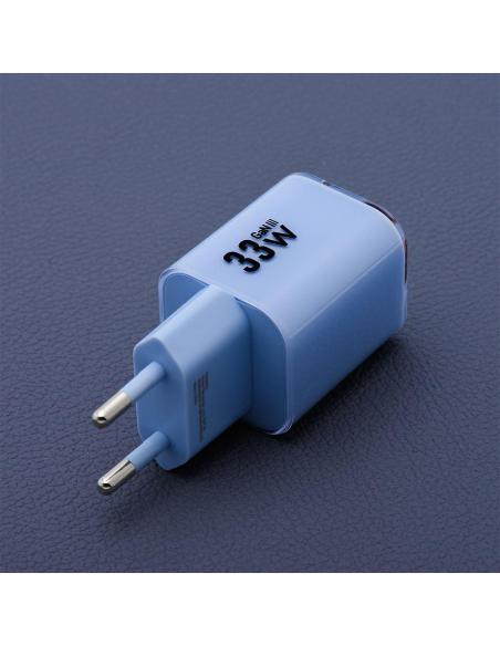 ŁADOWARKA SIECIOWA Forcell F-Energy GaN III VT-41 33 W 1x USB-C 1x USB-A PD 3.0 QC 4.0 NIEBIESKA