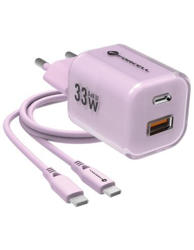 ŁADOWARKA SIECIOWA Forcell F-Energy GaN III VT-41 33 W 1x USB-C 1x USB-A PD 3.0 QC 4.0 FIOLETOWA