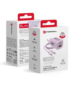 ŁADOWARKA SIECIOWA Forcell F-Energy GaN III VT-41 33 W 1x USB-C 1x USB-A PD 3.0 QC 4.0 FIOLETOWA 2