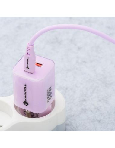 ŁADOWARKA SIECIOWA Forcell F-Energy GaN III VT-41 33 W 1x USB-C 1x USB-A PD 3.0 QC 4.0 FIOLETOWA