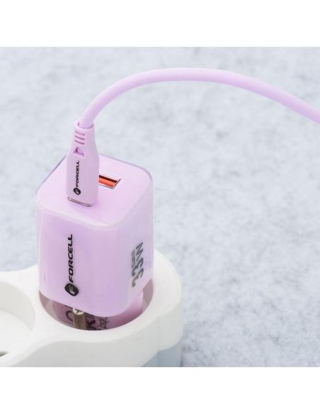 ŁADOWARKA SIECIOWA Forcell F-Energy GaN III VT-41 33 W 1x USB-C 1x USB-A PD 3.0 QC 4.0 FIOLETOWA