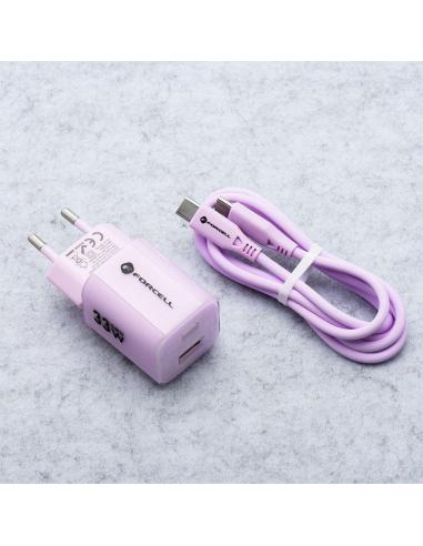 ŁADOWARKA SIECIOWA Forcell F-Energy GaN III VT-41 33 W 1x USB-C 1x USB-A PD 3.0 QC 4.0 FIOLETOWA