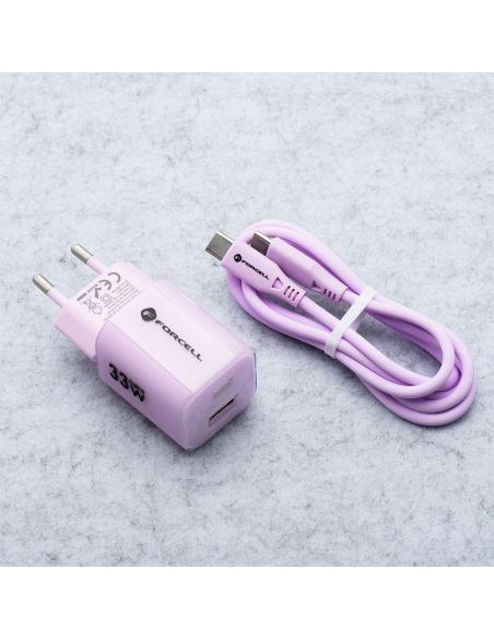 ŁADOWARKA SIECIOWA Forcell F-Energy GaN III VT-41 33 W 1x USB-C 1x USB-A PD 3.0 QC 4.0 FIOLETOWA