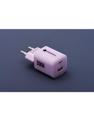 ŁADOWARKA SIECIOWA Forcell F-Energy GaN III VT-41 33 W 1x USB-C 1x USB-A PD 3.0 QC 4.0 FIOLETOWA