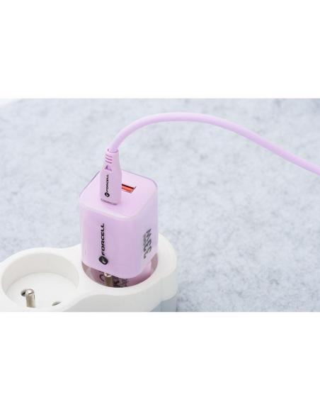 ŁADOWARKA SIECIOWA Forcell F-Energy GaN III VT-41 33 W 1x USB-C 1x USB-A PD 3.0 QC 4.0 FIOLETOWA