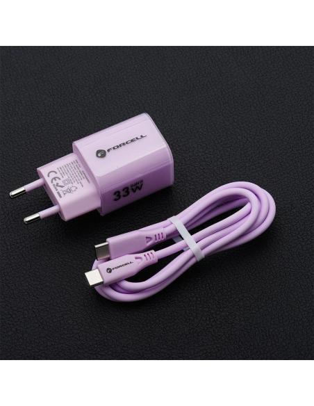 ŁADOWARKA SIECIOWA Forcell F-Energy GaN III VT-41 33 W 1x USB-C 1x USB-A PD 3.0 QC 4.0 FIOLETOWA