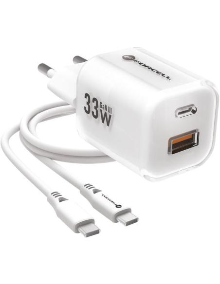 ŁADOWARKA SIECIOWA Forcell F-Energy GaN III VT-41 33 W 1x USB-C 1x USB-A PD 3.0 QC 4.0 BIAŁA