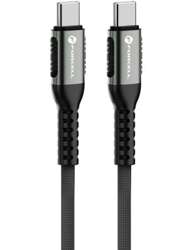KABEL USB-C / USB-C Forcell F-Energy Cafule 200 cm 240 W 5A PD QC 4.0 CZARNY W OPLOCIE