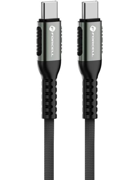 KABEL USB-C / USB-C Forcell F-Energy Cafule 200 cm 240 W 5A PD QC 4.0 CZARNY W OPLOCIE