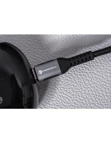 KABEL USB-C / USB-C Forcell F-Energy Cafule 200 cm 240 W 5A PD QC 4.0 CZARNY W OPLOCIE