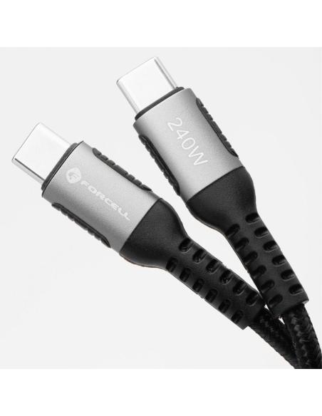 KABEL USB-C / USB-C Forcell F-Energy Cafule 50 cm 240 W 5A PD QC 4.0 CZARNY W OPLOCIE