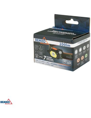 WIELOFUNKCYJNA LATARKA CZOŁOWA LED BEMKO AKUMULATOROWA 6500K 1200mAh IP44