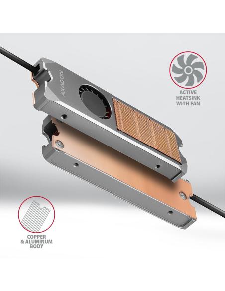 Radiator do dysków Axagon CLR-M2FAN M.2 SSD 13mm z wentylatorem