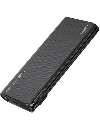 Powerbank Veger 25000 mAh 130 W PD QC 3.0 USB-A USB-C czarny z kablami USB-C i Lightning